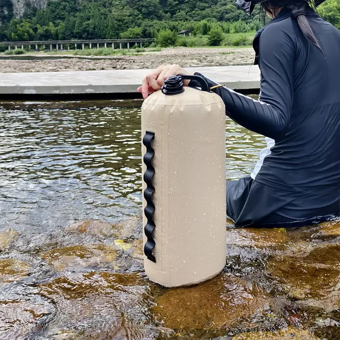 Sac flottant multifonctionnel pour bouteille d'eau, conteneur de 10 kg, contrepoids de tente, sac d'eau en PVC pour la natation, la dérive et le surf en extérieur