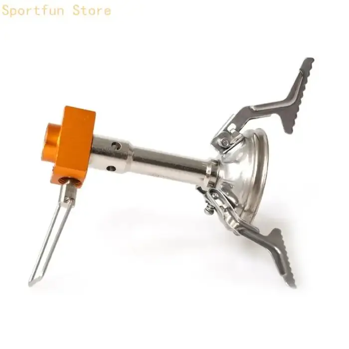 Tête de réchaud de camping avec poignée dentelée pour cuisson en extérieur, conception pliable pour le voyage avec centre en métal et cadre de support en métal