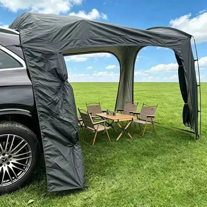 Tente de camping extérieure pour voiture, tente arrière pour véhicule SUV, tente pare-soleil et imperméable pour tourisme en autonomie, grand espace, auvent de camping, tente de hayon