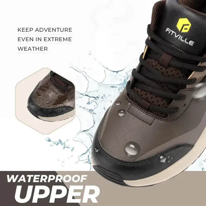 Chaussures de randonnée Fitville pour homme, extra larges, chaussures de marche d'extérieur, chaussures de travail basses imperméables avec soutien de la voûte plantaire pour le talon
