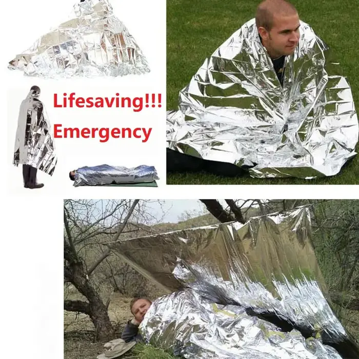Couverture de survie thermique d'urgence coupe-vent et imperméable en feuille d'aluminium