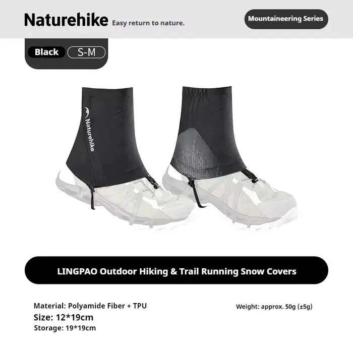 Naturehike 1 paire de guêtres de randonnée réglables, respirantes et confortables pour la montagne, 