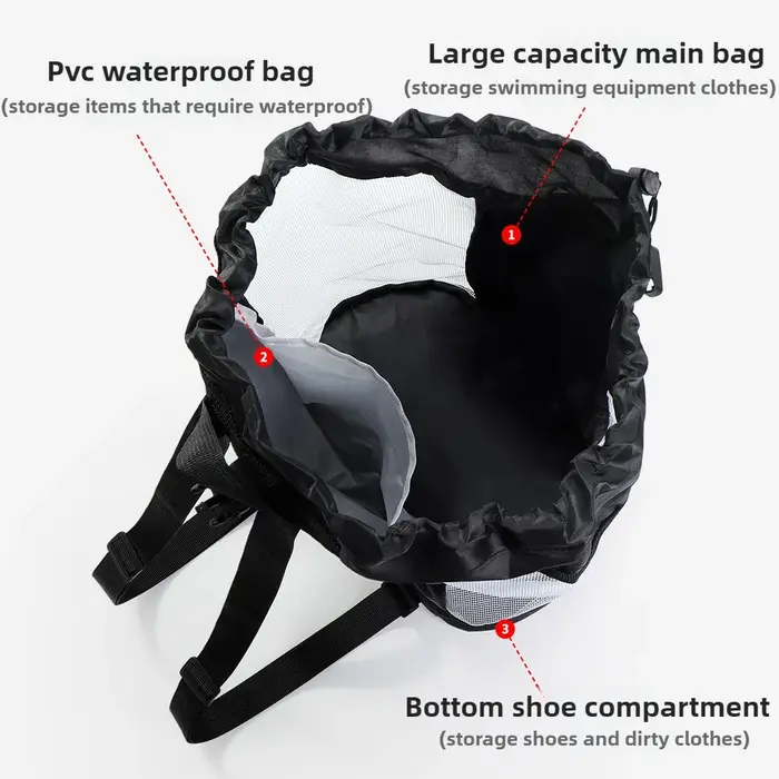 Sac à dos en maille pour natation sèche et humide