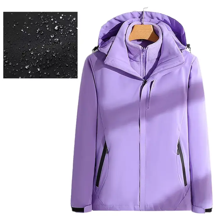 Femme randonnée veste hiver extérieur 3 en 1 imperméable coupe-vent manteaux chaud épaissi solide Camping escalade polaire veste à capuche
