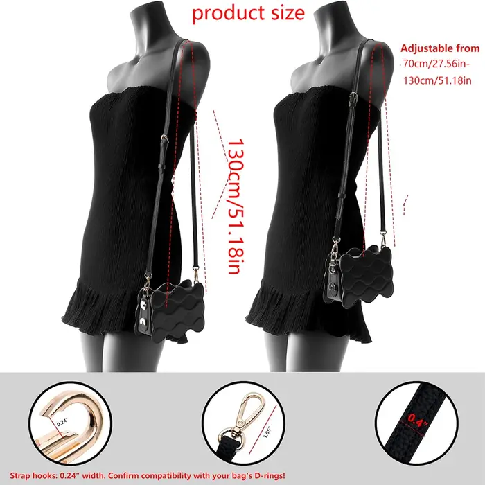Ensemble de 7 sangles de remplacement réglables en PU de couleurs assorties pour sacs