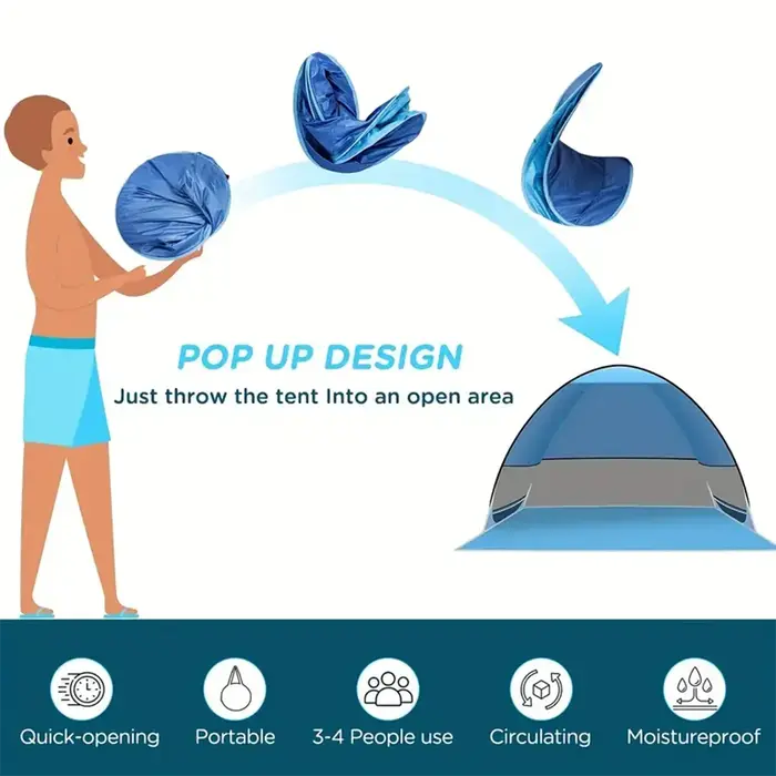 Installation rapide. Tente de plage pop-up. Auvent portable.