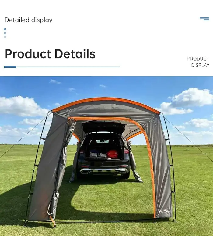 Tente de camping extérieure pour voiture, tente arrière pour véhicule SUV, tente pare-soleil et imperméable pour tourisme en autonomie, grand espace, auvent de camping, tente de hayon