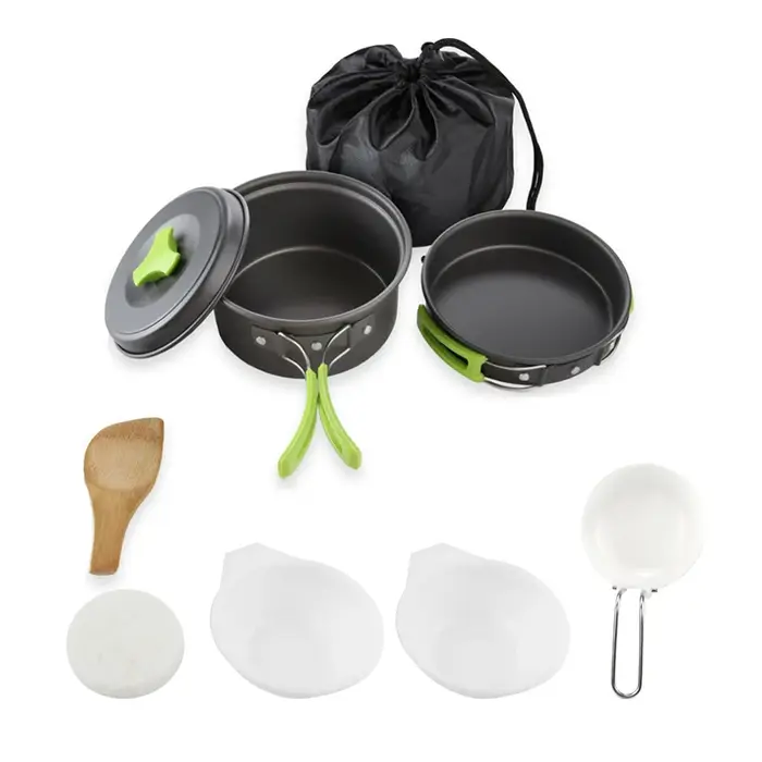 Ensemble de cuisine de camping pour randonneurs : ustensiles de cuisine portables et durables pour l