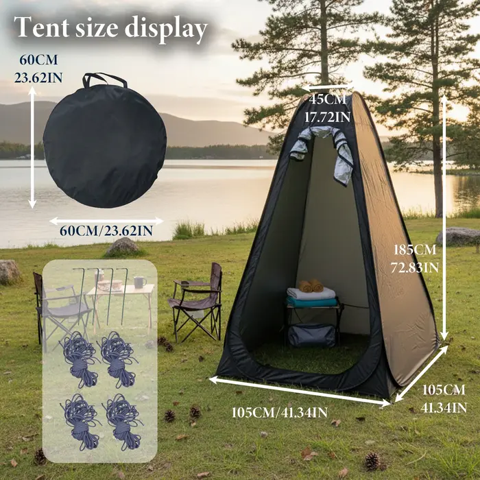 Tente de toilette portable pliable, abri spacieux et discret pour les campeurs, tente de douche pliable pour les voyages en camping-car.