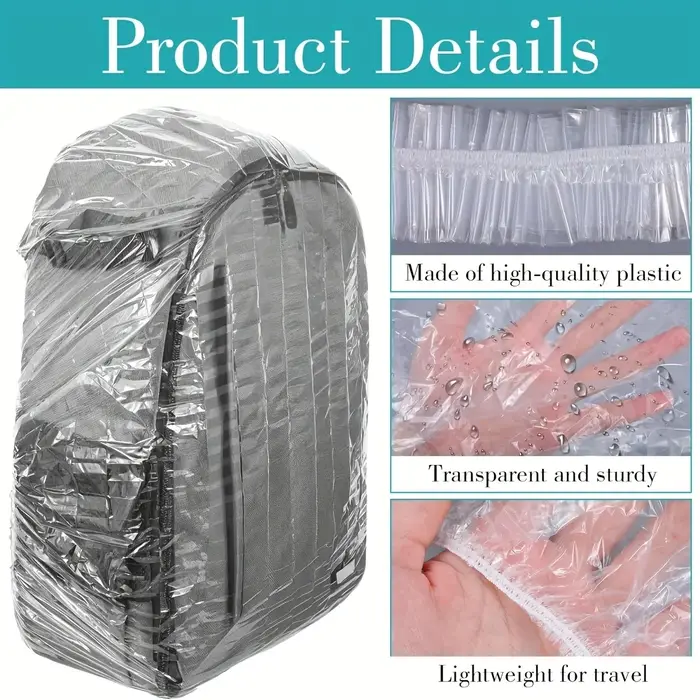 10 housses de pluie, adaptées aux sacs à dos, housses de pluie jetables légères avec protection élastique, spécialement conçues pour Ba