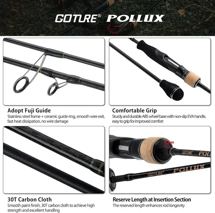 Canne à pêche Goture Pollux Slow Jigging 1,83 m, anneaux Fuji Japon, carbone 30T de qualité, canne d