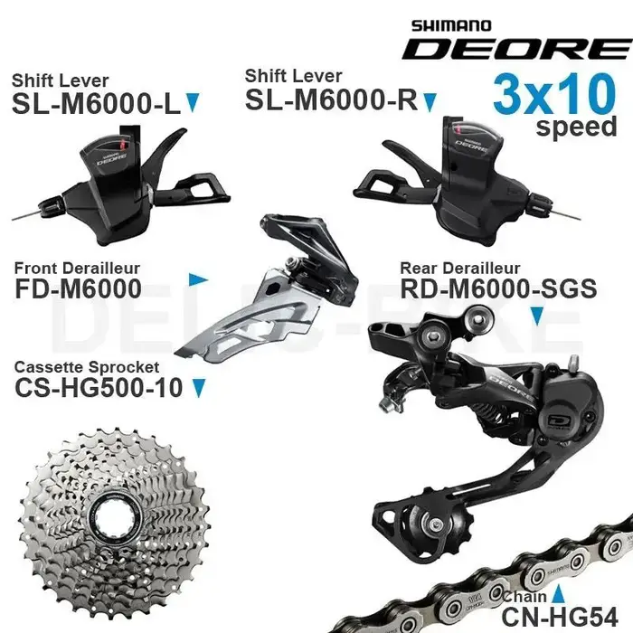 Groupe Shimano Deore M6000 3x10 vitesses avec SL-M6000 FD-M6000 RD-M6000 CS-HG500-10 CN-HG54