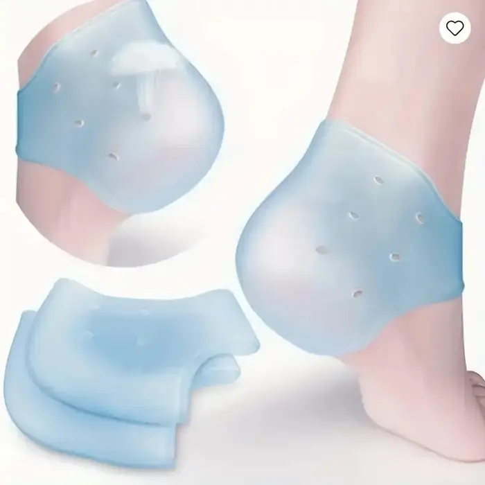 Protecteurs de talon en silicone bleu lavable | Unisexe pour les soins jour et nuit | Confort respirant et durable