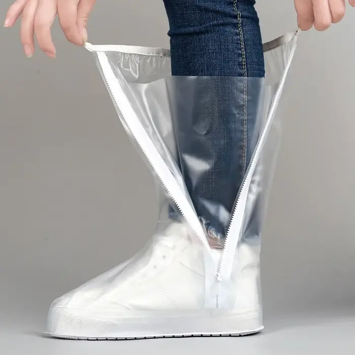 Couvre-chaussures à tube haut pour hommes et femmes, avec bord pressé et semelle épaisse, résistant 