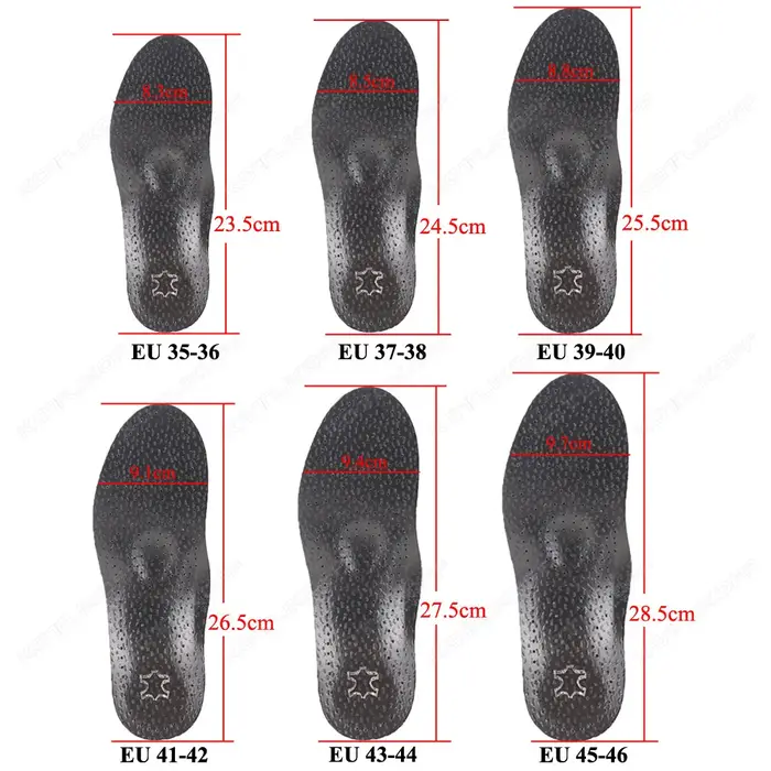 Semelle intérieure orthopédique en cuir pour pieds plats