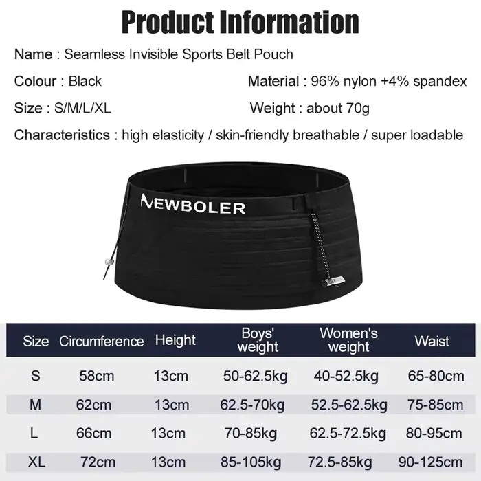 NEWBOLER – sac de taille de sport élastique et léger