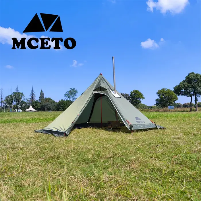 Tente Tipi Légère avec Tuyaux de Cannelure Ignifuge
