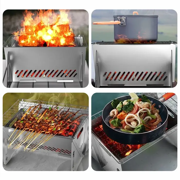 Réchaud de camping avec grille de barbecue