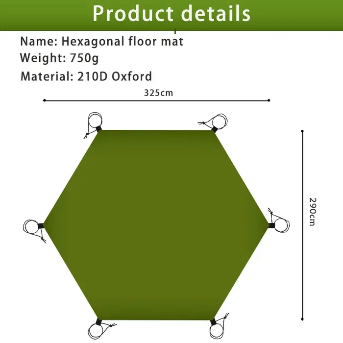 Grand tapis de pique-nique imperméable 4x4, feuille de sol pour tente 3x3, empreinte octogonale, grand tissu de sol Hexagonal