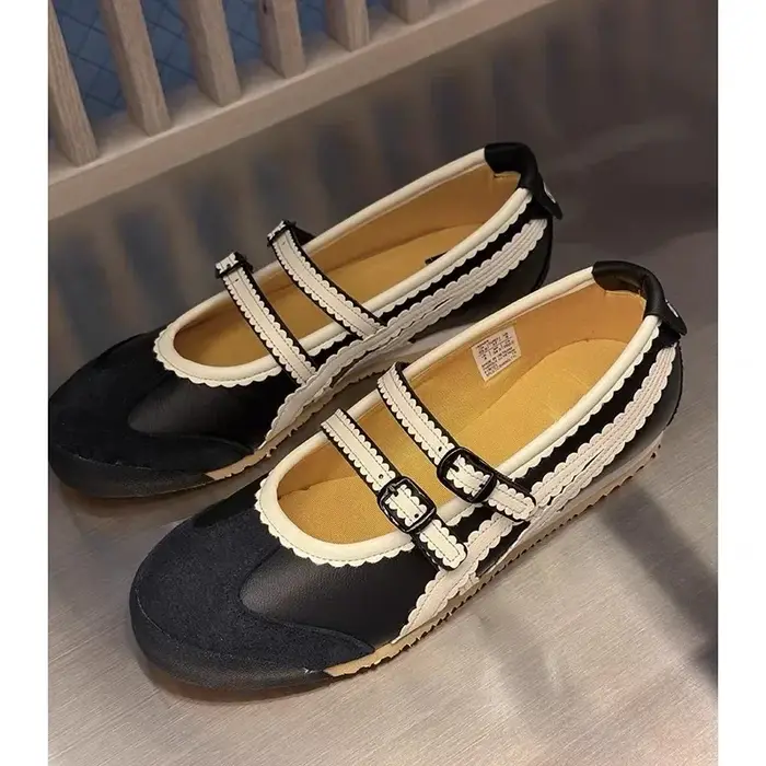 Chaussures de marche décontractées polyvalentes à scratchs, style Mary Jane, ballerines à bout rond 