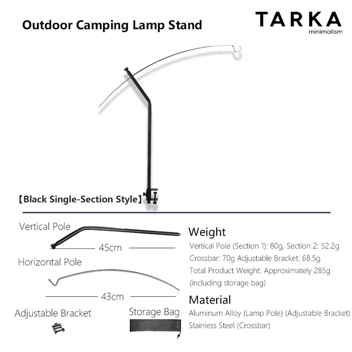 TARKA support de lanterne détachable réglable ultraléger lumière table extérieure Portable