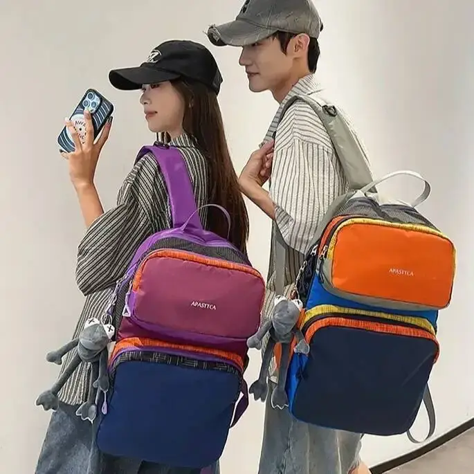Sac à dos de voyage en plein air, mode Patchwork écologique, blocage de couleur, polyvalent, Ultra-léger, sacs à bandoulière Dopamine, nouvelle collection 2025