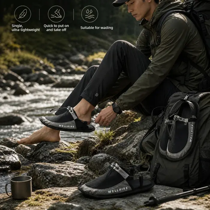 Chaussons de camping pour hommes et femmes, chaussures de camping ultralégères, antidérapantes, chaussures de voyage pratiques, séchage rapide pour le yoga, la randonnée en rivière, le lac et le kayak