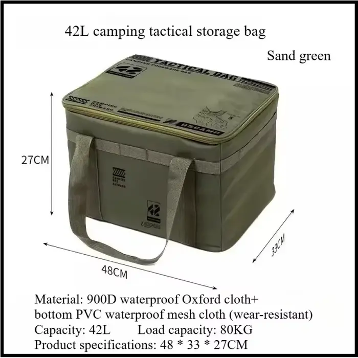 Boîte pliante isolée 42L - Sac de rangement tactique pour le camping - Ustensiles de pique-nique imp