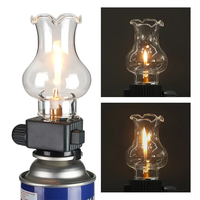 Lampe à gaz de tente extérieure vintage pour cartouche de gaz – Lanterne à gaz compacte avec faible consommation de gaz