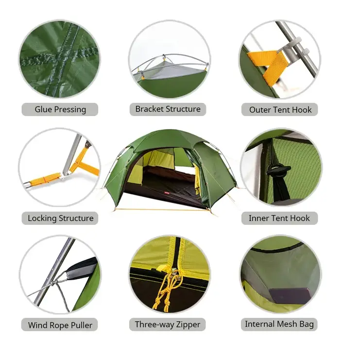 Natureifa-Tente de camping Cloud Patricia 2 personnes, ultralégère, portable, 4 saisons, étanche, fermeture éclair en T, double couche, trekking, randonnée
