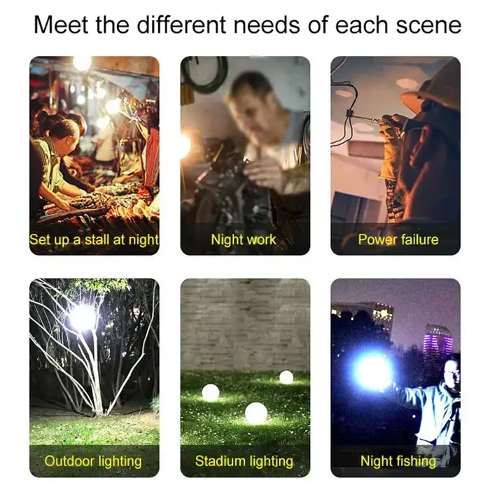 USB Rechargeable Camping lumières lumière LED lanterne Portable ampoule de secours lampe haute puissance tentes