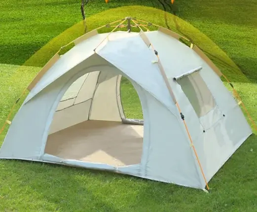 Tente de camping panoramique à installation automatique avec fenêtres et portes complètes