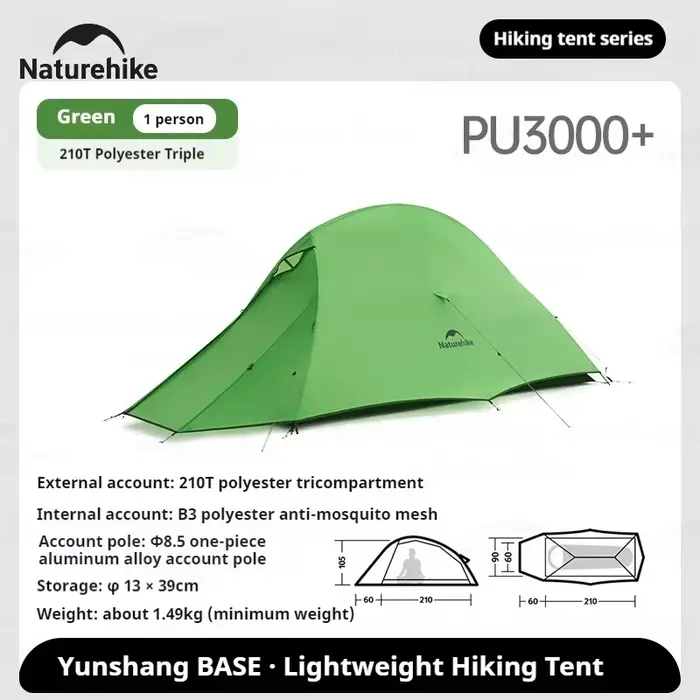 Naturehike – tente de Base Cloud Up pour 1 2 3 personnes, étanche, Double couche, pour randonnée en 