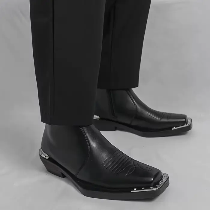 Bottes en cuir à tige haute pour homme