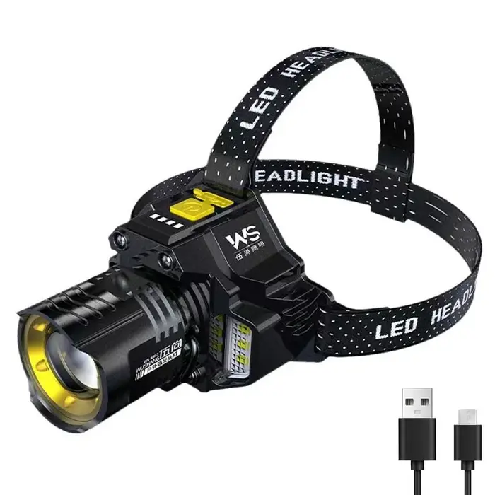 Lampe frontale LED puissante et Rechargeable avec phare télescopique Zoomable-lumière frontale de tr