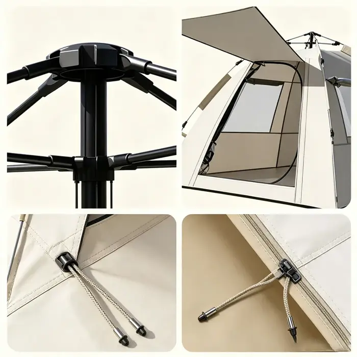 Tente de camping automatique HOEDP, taille moyenne, 1 porte, 3 fenêtres, UPF50+, imperméable, pliable, pour parc, pique-nique, camping en plein air