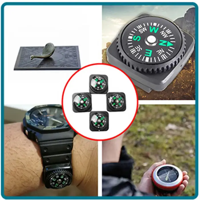 Mini boussole à boucle de ceinture, 4 pièces, boussole à bouton Portable pour Bracelet de montre de