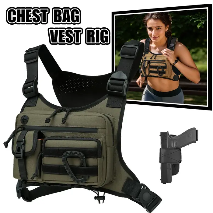 Sac de poitrine pour hommes et femmes, sac de poitrine pour course à pied, randonnée, gilet EDC, étanche, antivol, plate-forme pour sports de plein air et entraînements