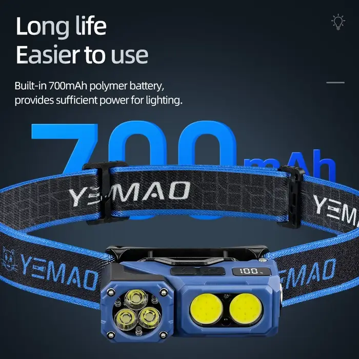 YEMAO T615 Super Lumineux Led Projecteur avec Magnétique Clip 7 Modes USB Rechargeable Portable Étanche Torche Pour La Pêche Camping