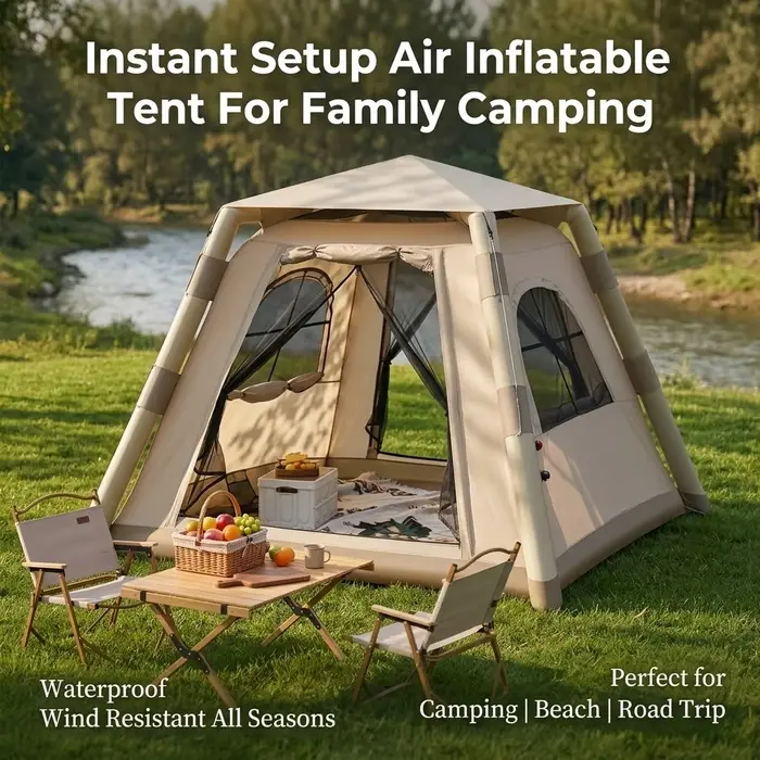 Tente de camping gonflable automatique pour 3-5 personnes