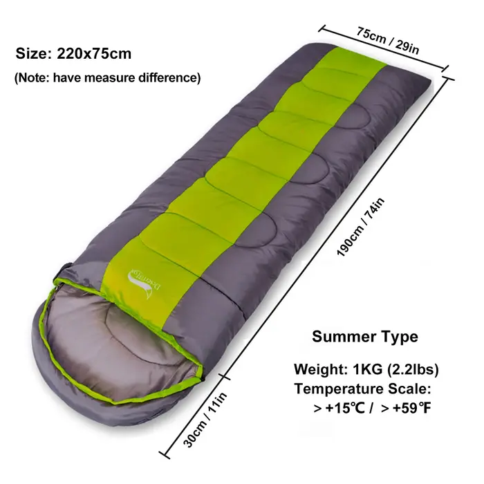 Desert & Fox Camping Sac de couchage léger 4 saisons enveloppe chaude et froide sac