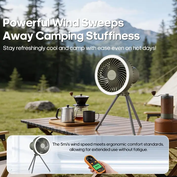 Ventilateur de camping portable 10000 mAh rechargeable