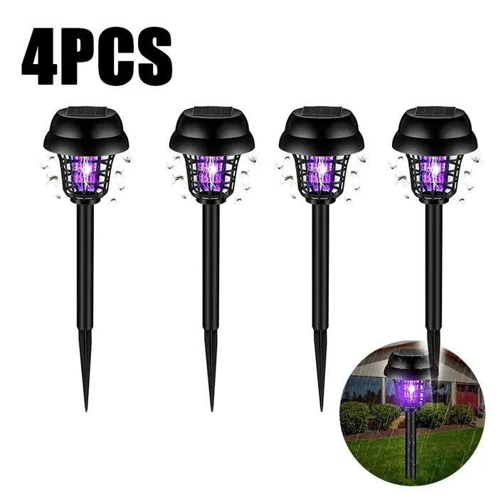Lampe anti-moustiques solaire étanche 2 en 1 : éclairage et répulsif pour l'intérieur, l'extérieur, le jardin, la terrasse, la cour, le camping