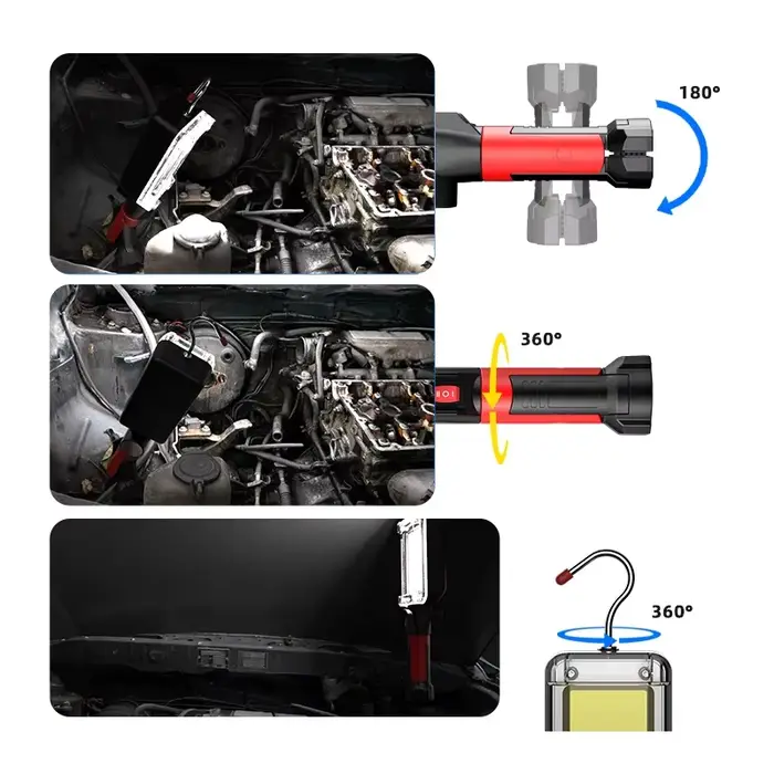 Projecteur COB Rechargeable Lampe de Travail LED Utilisation de 2*18650 Batterie LED Lumière Portable Magnétique Crochet Clip Étanche