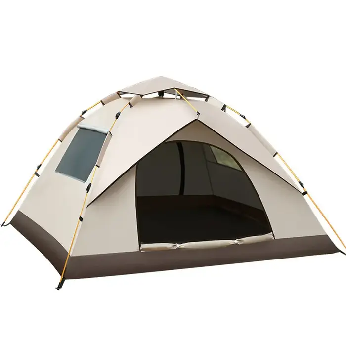 Tente de camping panoramique à installation automatique avec fenêtres et portes complètes