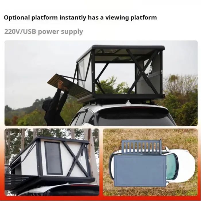 Tente de toit rigide tout-terrain en aluminium avec système de levage électrique