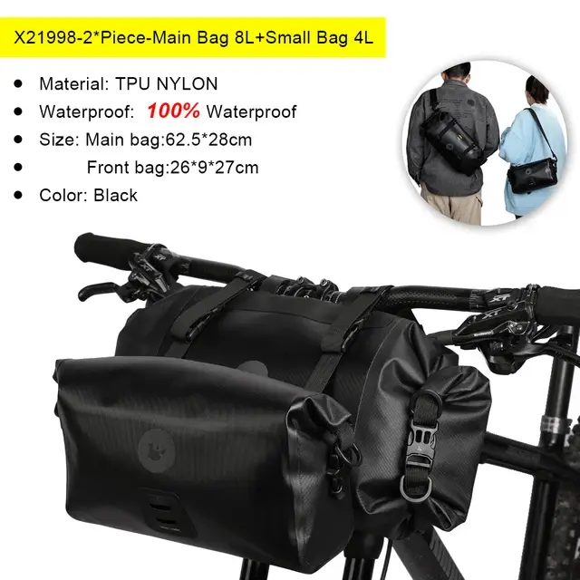 Rhinowalk sac de vélo sac de guidon étanche Tube avant sac de cyclisme vtt multifonction Portable 12L vtt sac