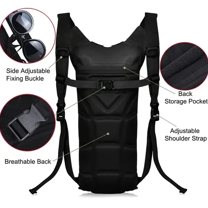 Sac à eau imperméable 3L pour sports de plein air, sac à dos pratique pour les voyages, le cyclisme, la randonnée, bouteille d'eau tactique