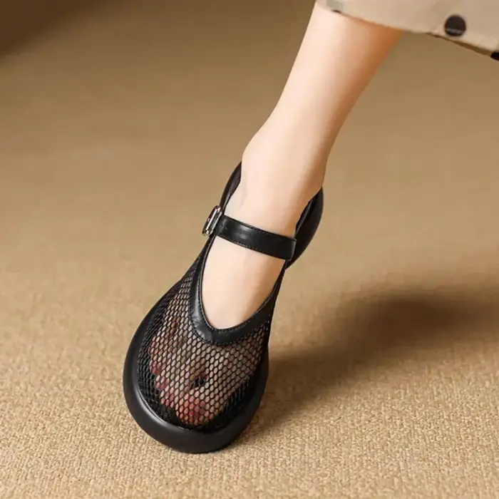 Sandales Baotou à Semelle Épaisse en Maille Respirante, Chaussures Romaines à Boucle Unique, à Essen