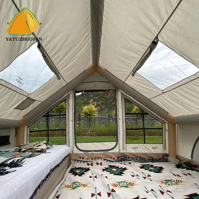 Tente de glamping gonflable avec système d'éclairage LED